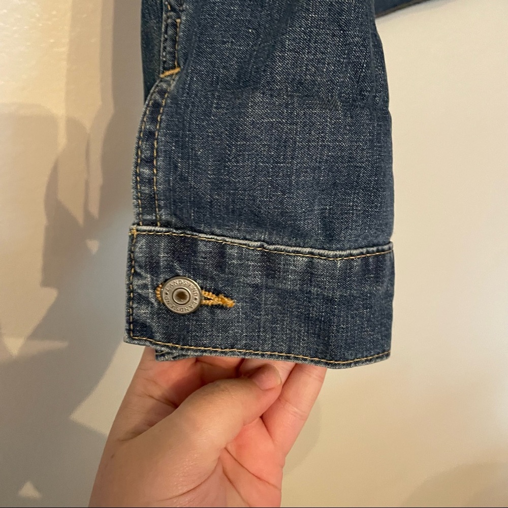 Lands’ End - Dark wash denim trucker jacket. Size L (14-16). - Picture 3 of 7